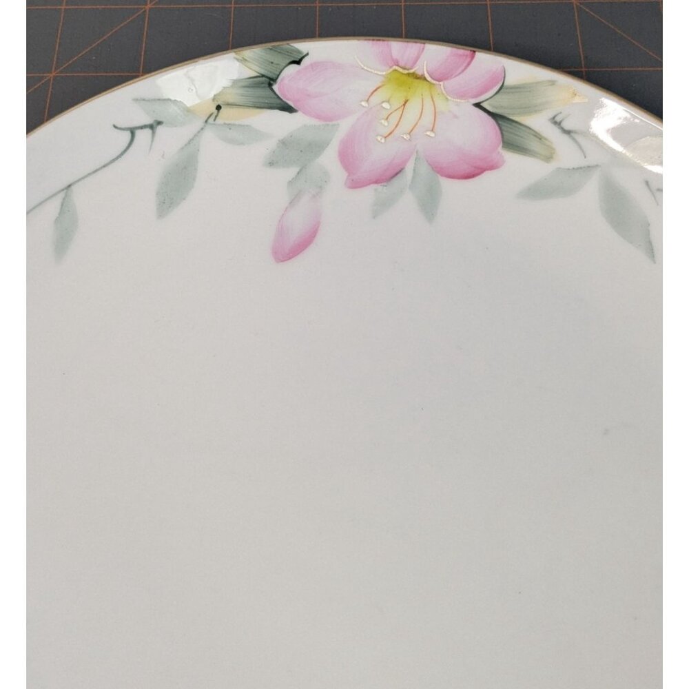 Noritake Hand-Painted Azalea Floral Porcelain Cake Plate open Handles 9.25" - Picture 3 of 15